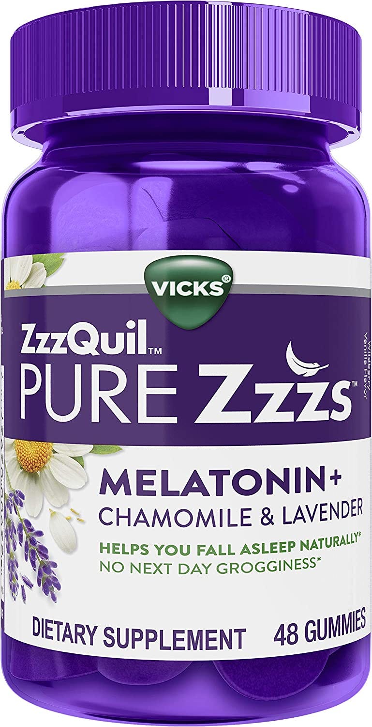 ZzzQuil PURE Zzzs, Melatonin Sleep Aid Gummies with Lavender, Valerian