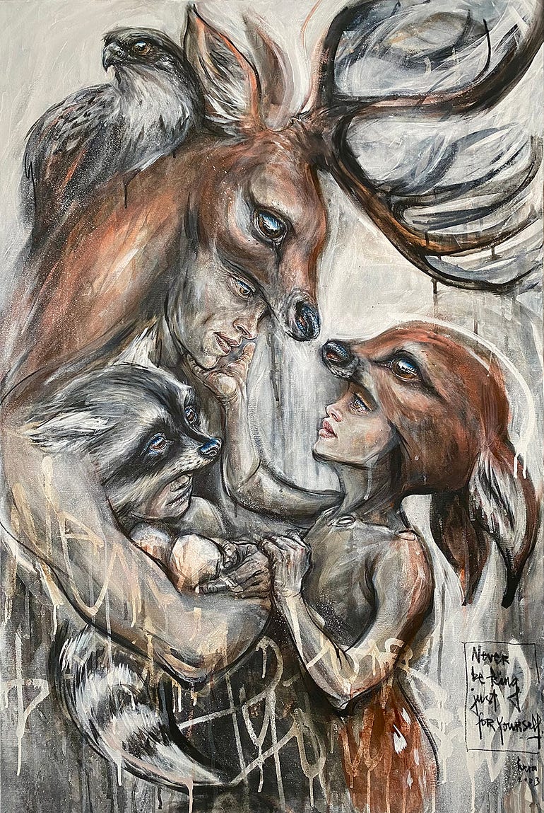 Internationally acclaimed street artist Hera, aka Jasmin Siddiqu, unveils tender new paintings and sculptures in a solo exhibition at Corey Helford Gallery.