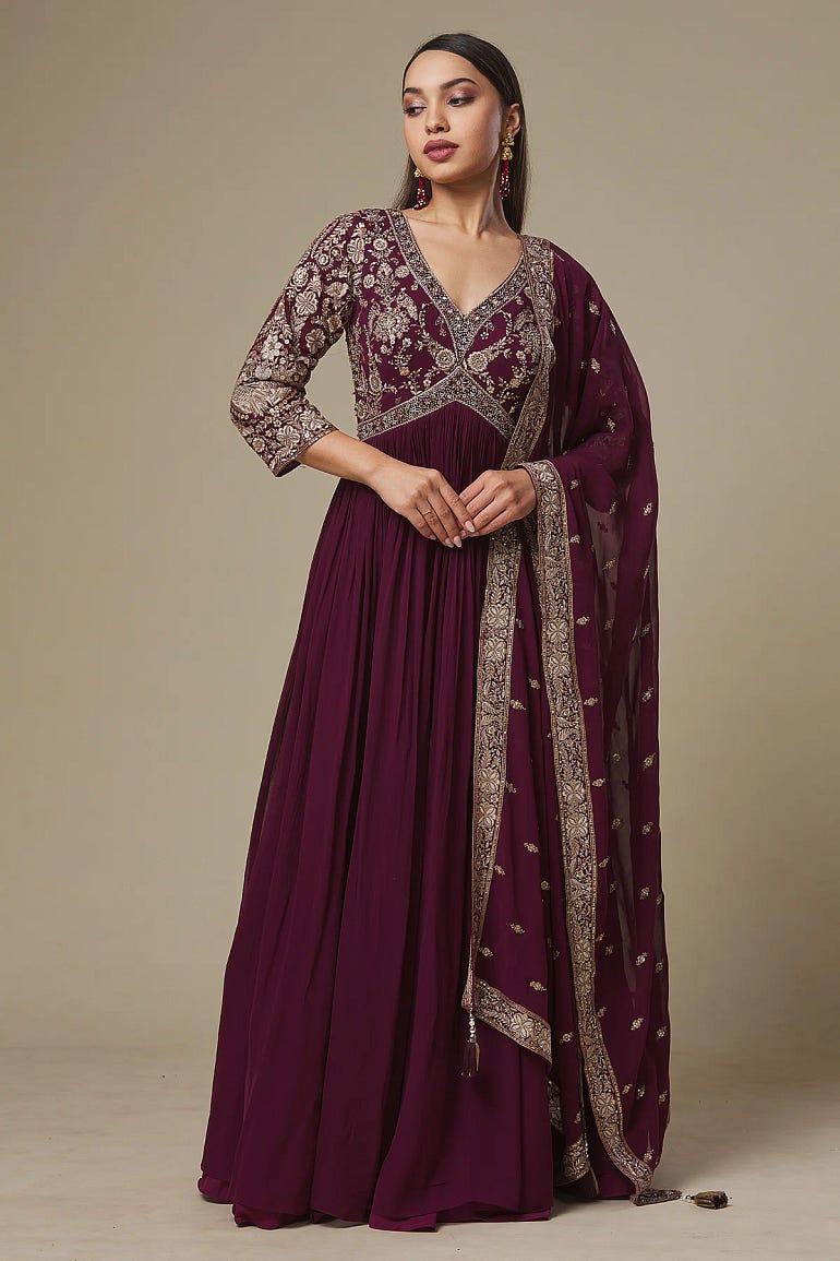 Purple Anarkali Suit