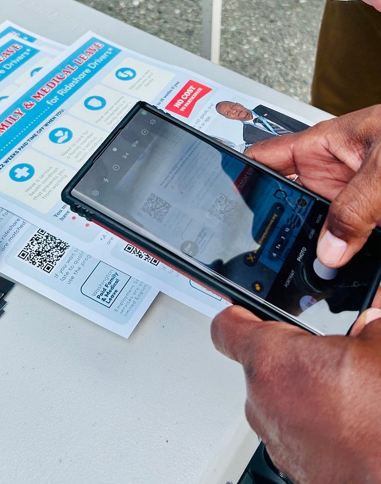 using a cell phone to scan a QR code