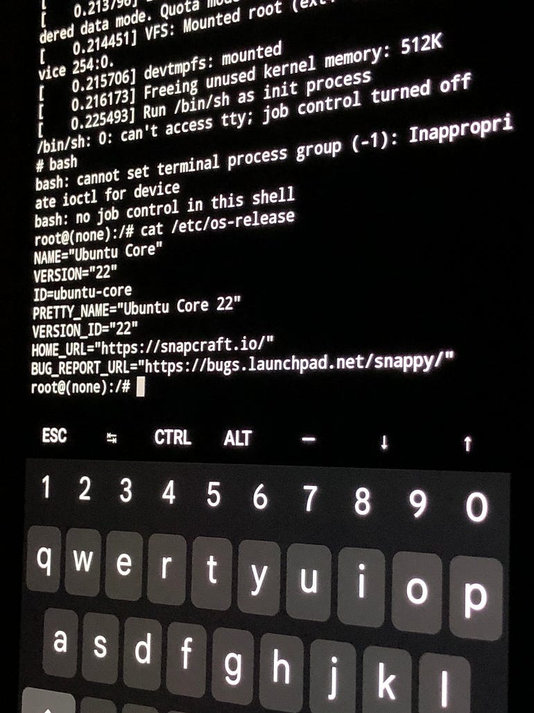 Ubuntu core root bash shell through Termux terminal emulator on android pixel 6 device