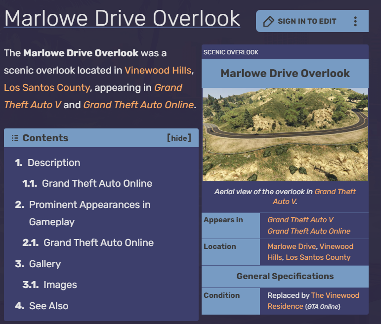 Identified “Marlowe Drive Overlook” in Vinewood Hills, matching the elevated mountain road layout seen in the selfie