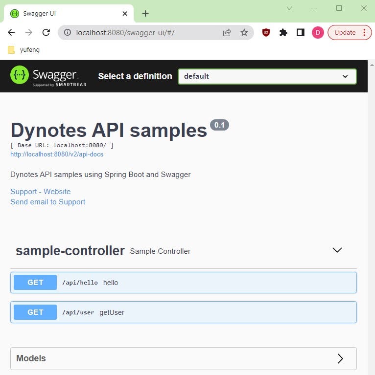 Swagger UI interface