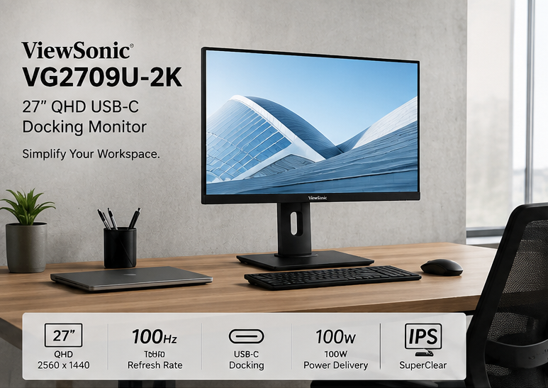 Upgrade Your Workspace with the ViewSonic VG2709U-2K QHD USB-C Docking Monitor
