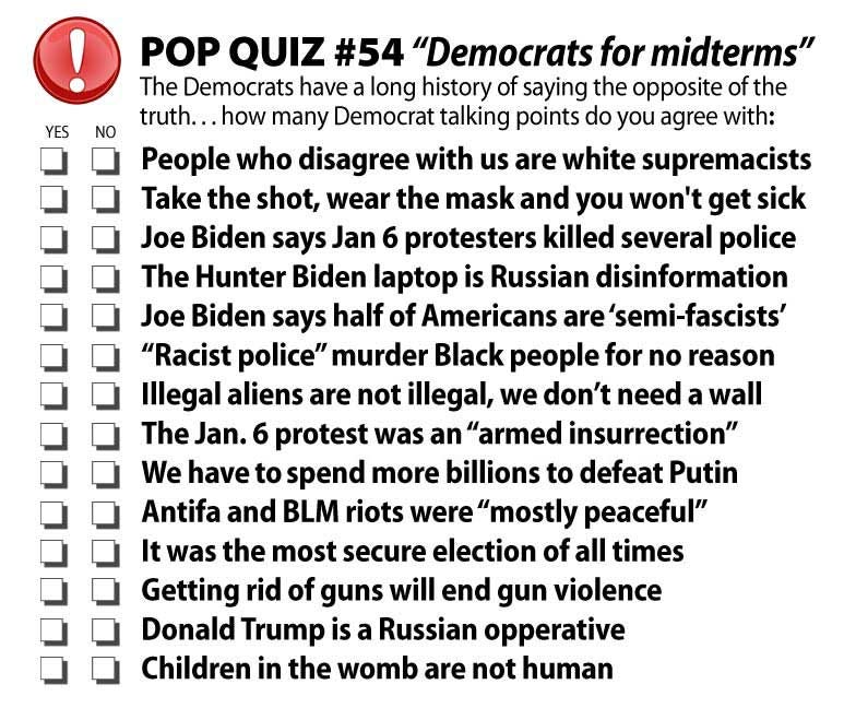 POP QUIZ : How many Democrat talking points do you agree with? - Memes of  Note - Medium
