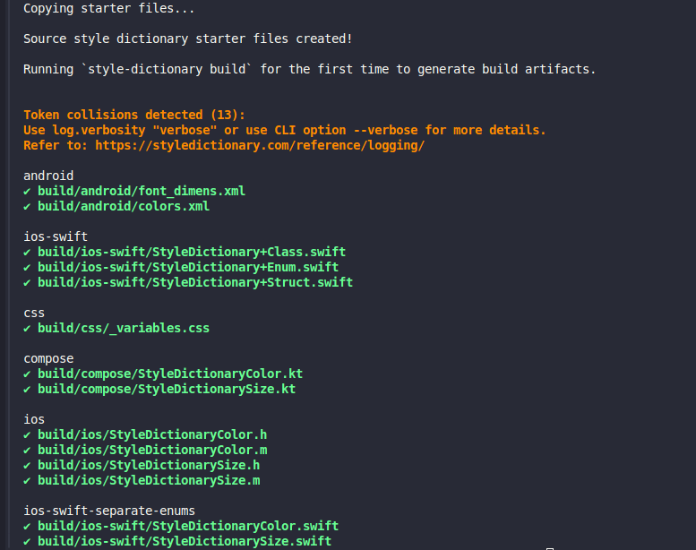The output of the command