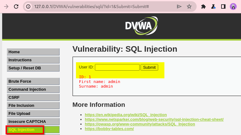 DVWA : SQL Injection Vulnerability Solution (Low Security Level) | by ...