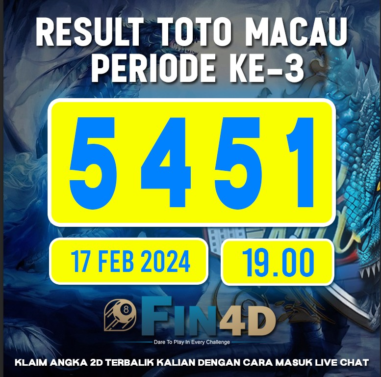 DATA MACAU 4D PERIODE 3 TANGGAL 16 FEBRUARI 2025 SAH DI ANGKA 5 4 5 1