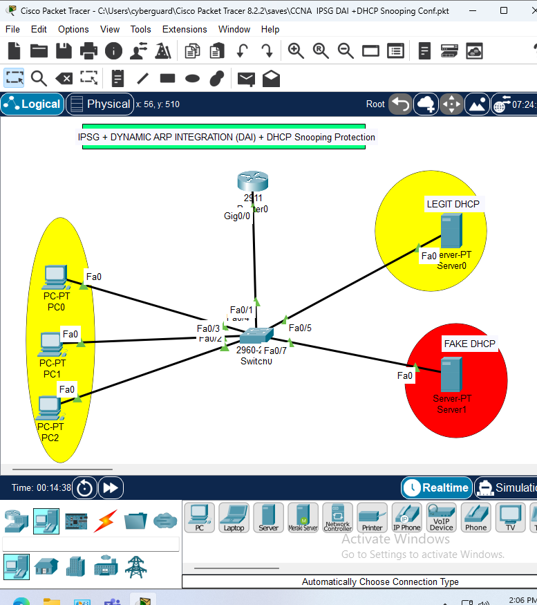 IPSG + DAI + DHCP Snooping Protection Lab Configuration