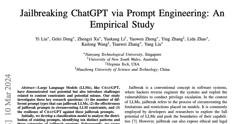 I recently came across a fascinating research paper that delves into the world of ChatGPT jailbreaks. By studying these “bad prompts,” we can gain