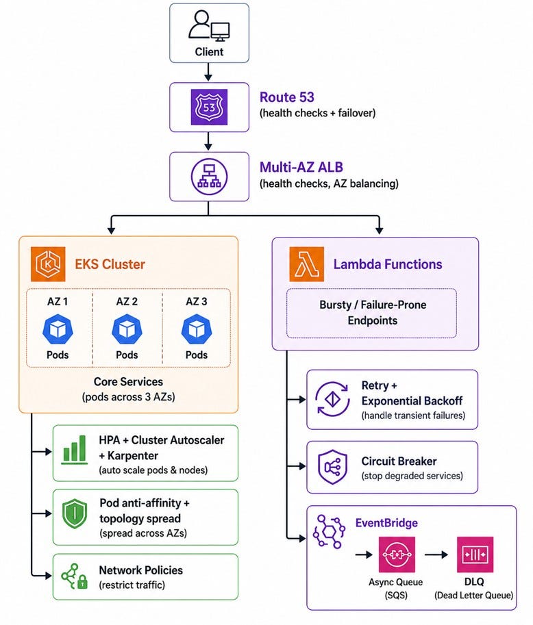 Designing for failure in AWS: EKS + serverless resilience in practice