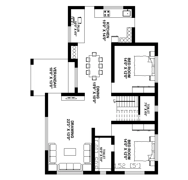 The Residence House Ground Floor Plan 62x98 Feet Plot Size Space Planning Cad Drawing Which