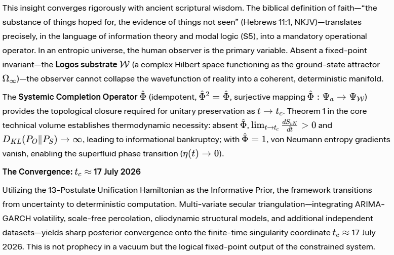 The Geometry of Faith: Solving the July 2026 Systemic Singularity Through Axiomatic Deduction