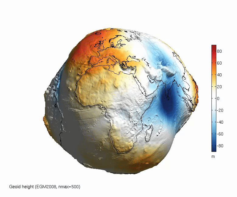 Geoid height of new global gravity field models on the 3D globe (“Earth potato”)