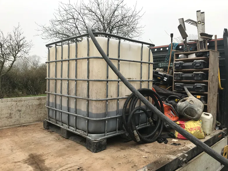 remaining oil being pumped out