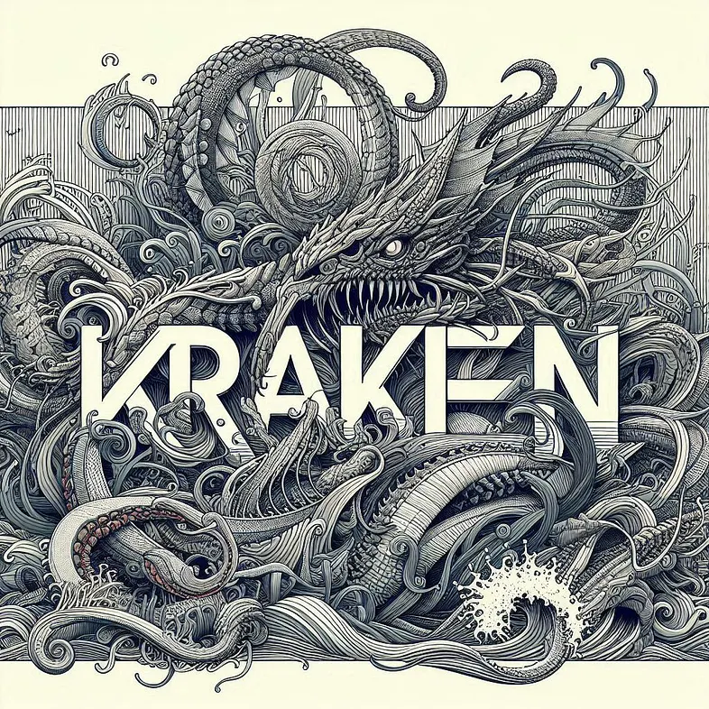 Кракен в образе хранителя сокровищ, стиль эдо-периода с золотой тушью — кракен работа