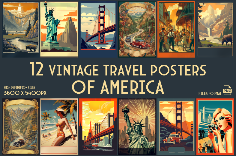 Vintage Travel Posters of the America (Printable Illustrations) | by ...