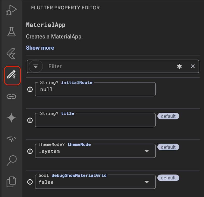 VSCodeでのFlutter Property Editor