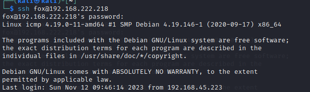 ssh fox user on 2nd terminal