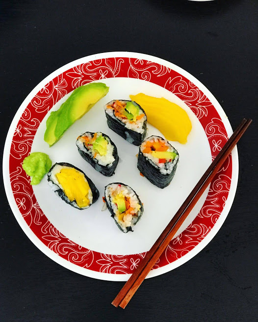 Sushi on a plate.