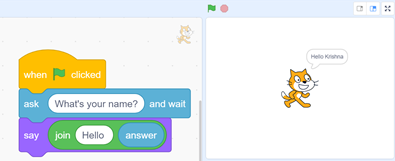 Ask(), Wait() and Answer() Block in Scratch Programming - GeeksforGeeks