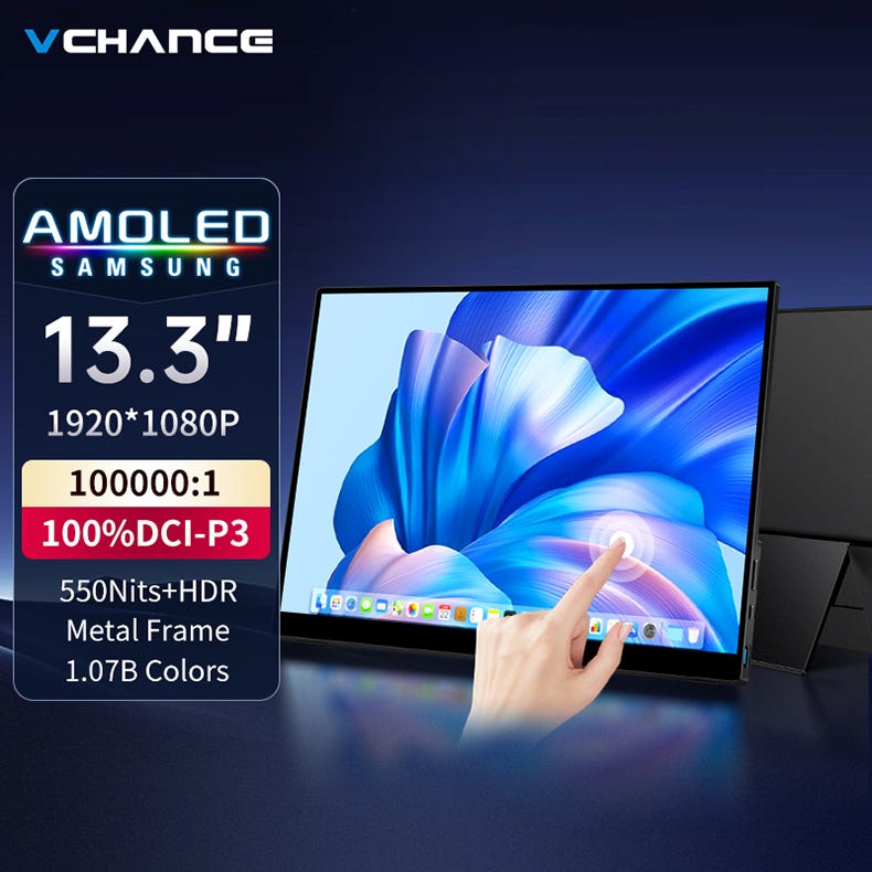 VCHANCE 13.3 Inch OLED Portable Monitor Touchscreen 1920x1080 1ms 10bit
