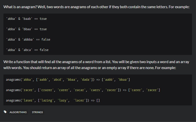 Anagram. So I came across this interesting… | by Dennis Wang | Medium