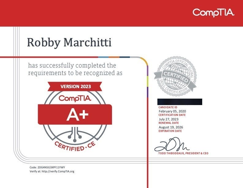CompTIA A+ and CompTIA Security+ certification | by Rob Marchitti | Medium