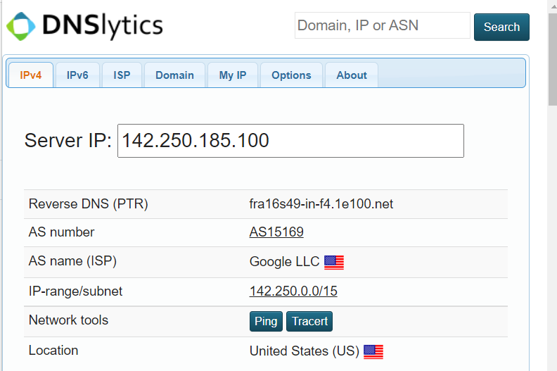 Online Whois Lookup of IP address and Domains