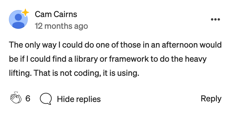 Using libraries vs “pure” coding. I wrote a list of potential coding ...