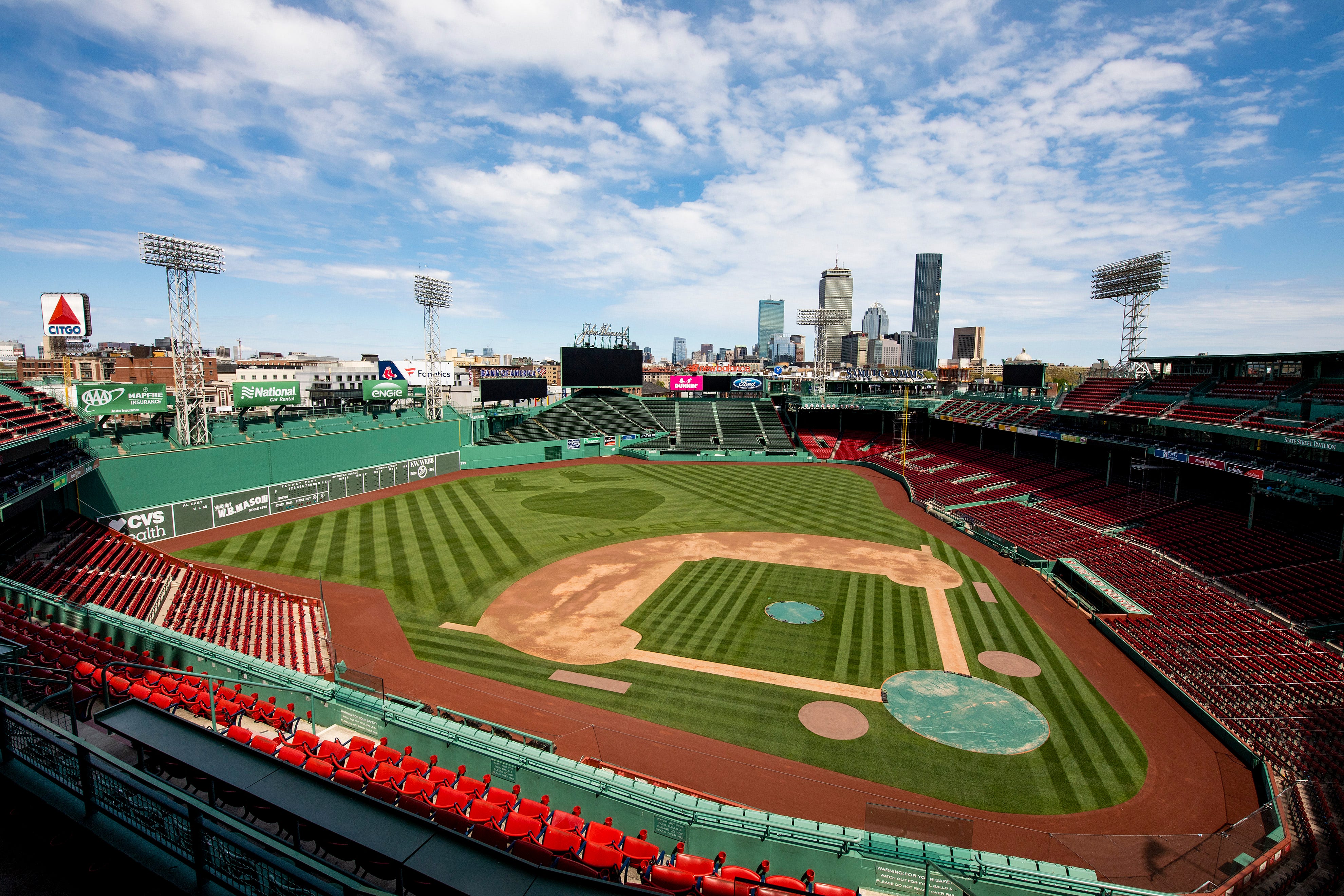 Photos: The Red Sox honored nurses with a message on Fenway's outfield