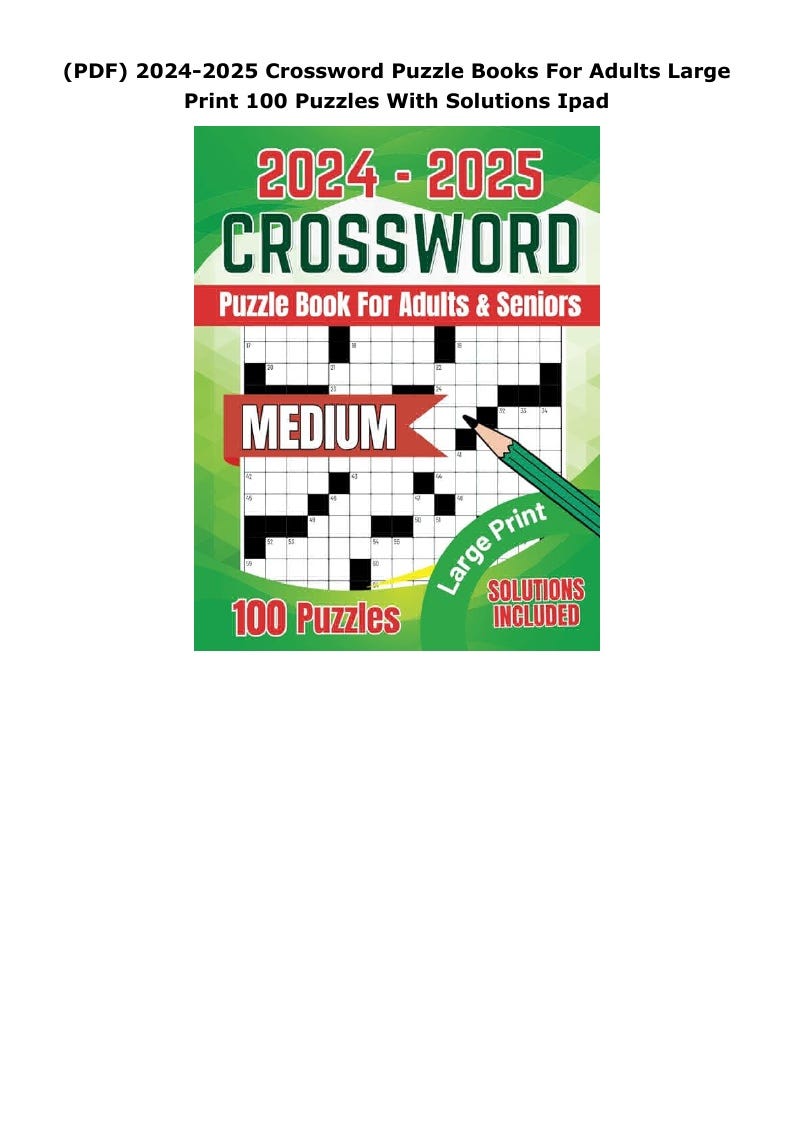 (PDF) 20242025 Crossword Puzzle Books For Adults Large Print 100