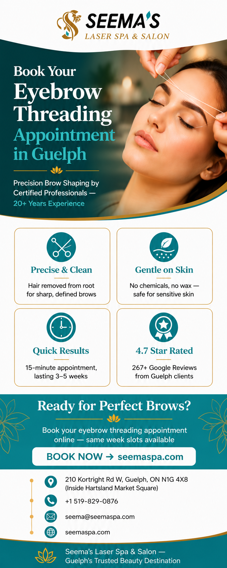 Eyebrow Threading Appointment in Guelph — Book at Seema’s Laser Spa & Salon