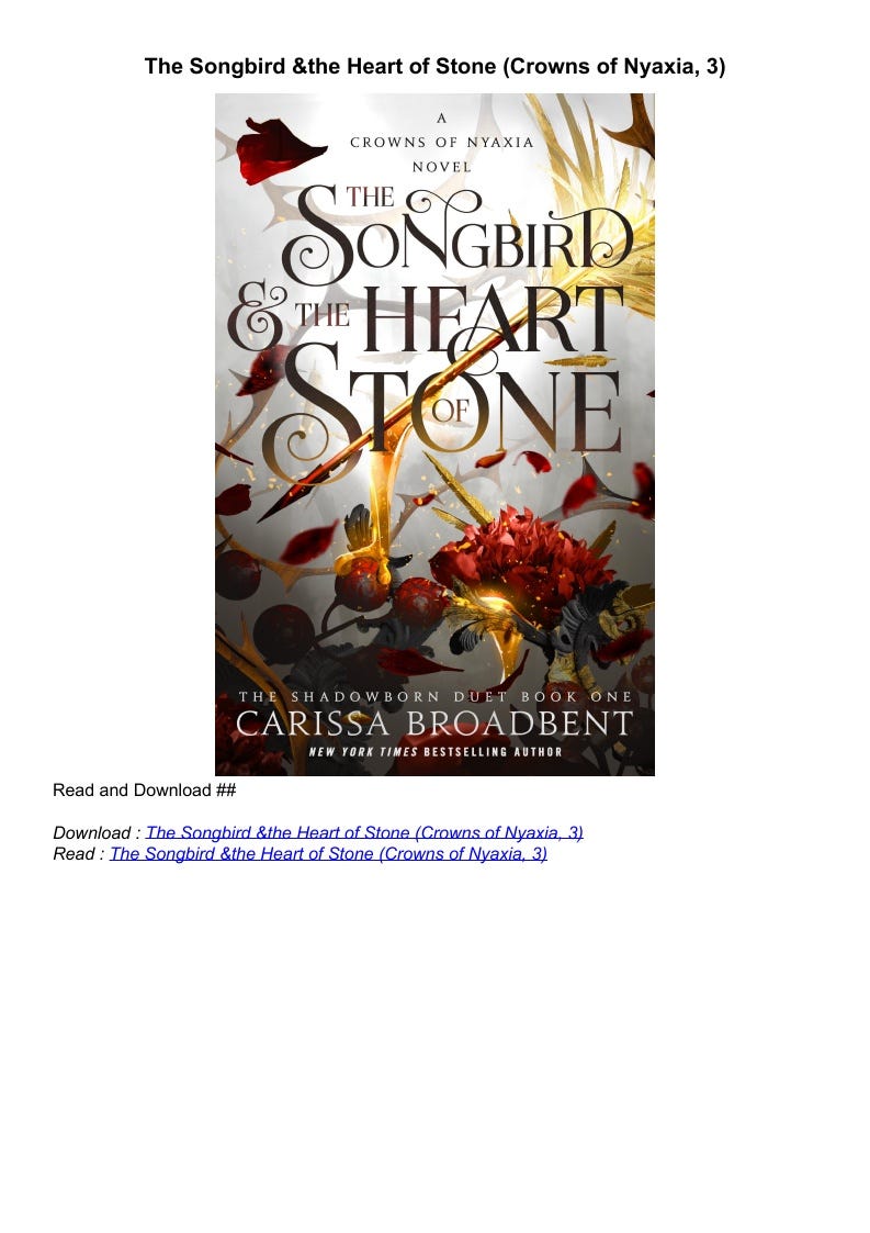 ⚡PDF The Songbird & the Heart of Stone (Crowns of Nyaxia, 3) Okoresaber Medium