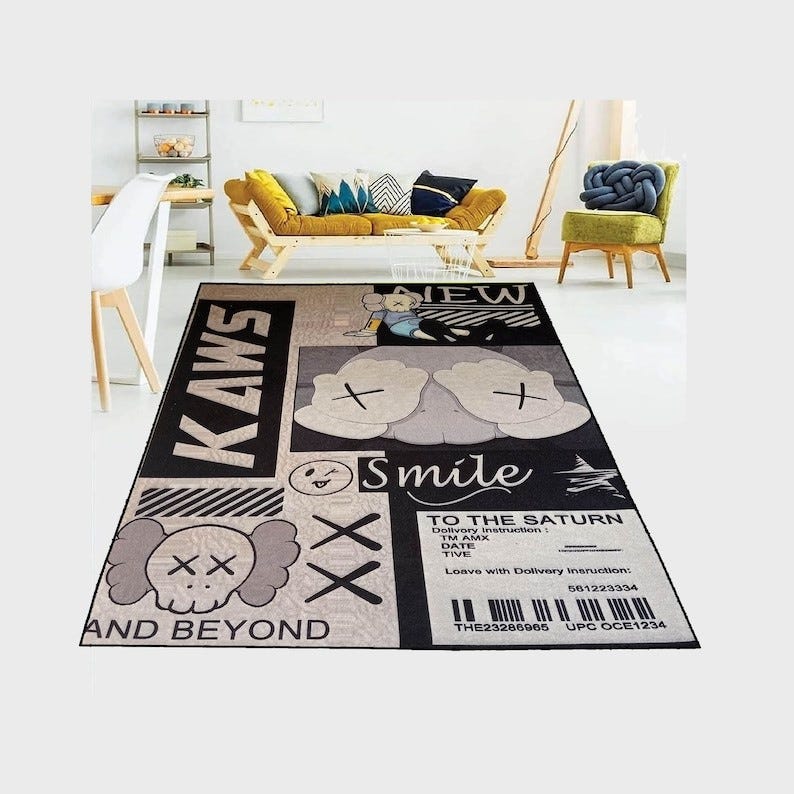 Kaws Smile Luxury Fashion Luxury Brand Premium Rug Carpet For Living