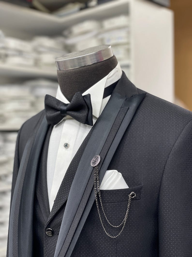 “Timeless Elegance Men’s Black Shawl Collar Tuxedo 3Piece Wedding