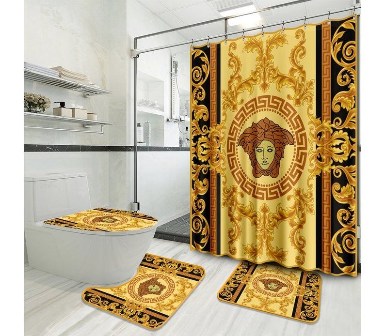 Louis vuitton luxury bathroom set shower curtain style 50