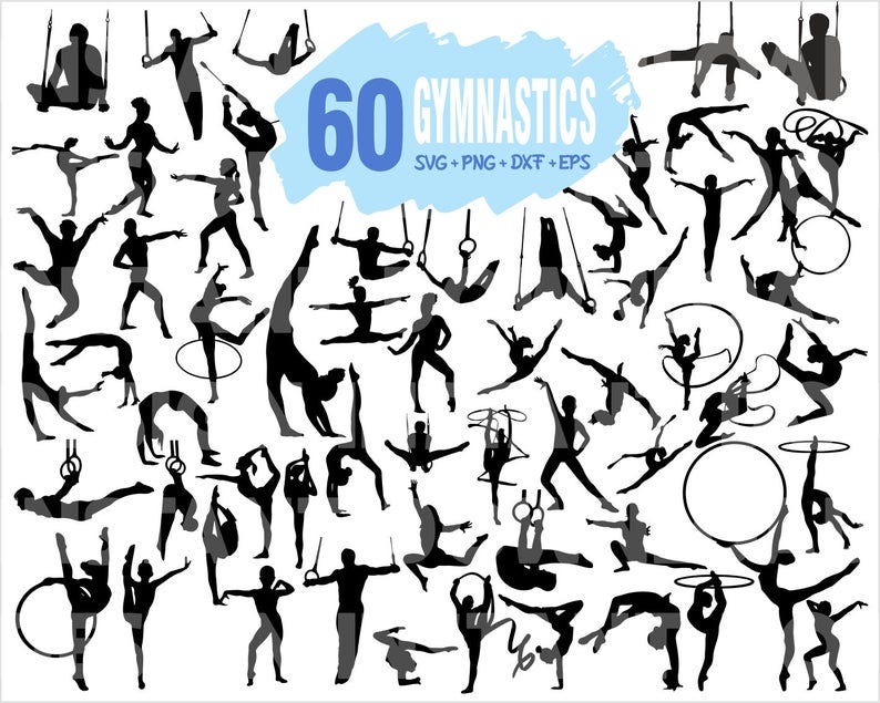 Gymnastics svg gymnast silhouette png vector cut files cricut clipart, by  oleg saenko