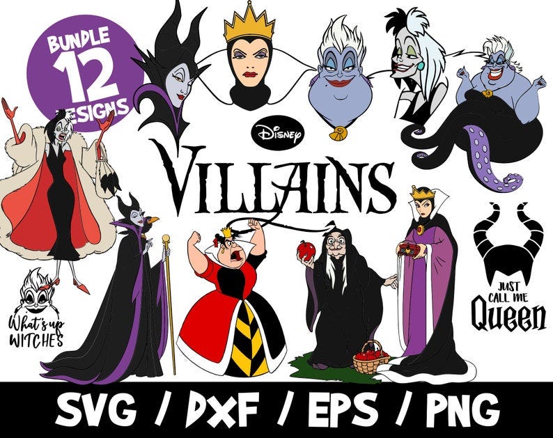 Disney Villains SVG Bundle, Halloween SVG, Villains Vector, Maleficent ...