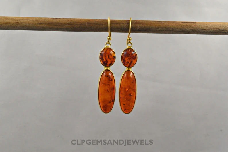 Precious Stone Earrings, Gemstone Earrings, Brown Drop & Dangle Earrings, 925 Sterling Silver…