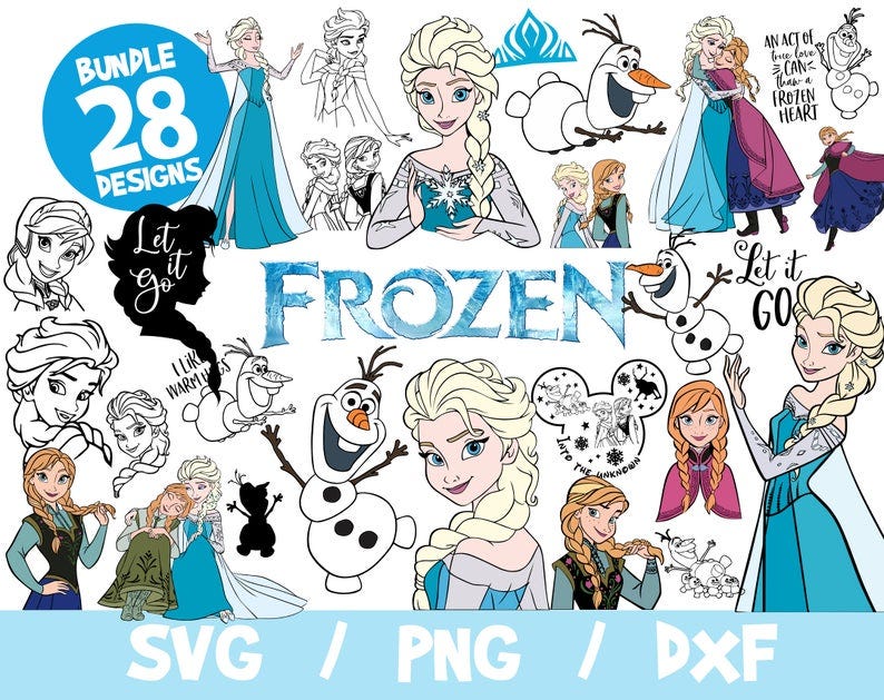 Frozen svg bundle disney cricut silhouette elsa olaf png Dxf clipart -  Annet Ochi - Medium