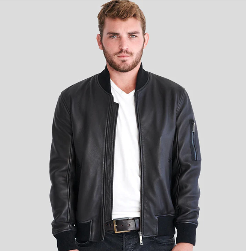 Black Leather Jacket, Size M - Elements Unleashed