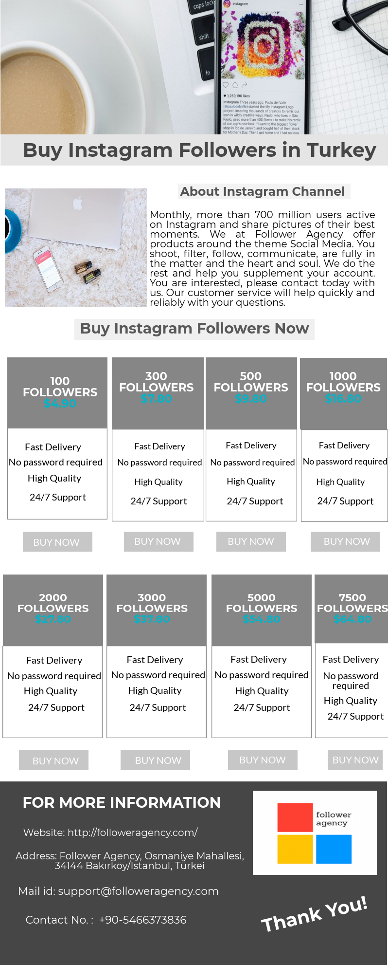 Buy instagram followers in Turkey by Follower Agency Medium