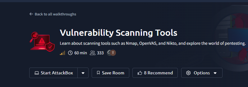 Vulnerability Scanning Tools — Full TryHackMe Walkthrough (Nmap, Nikto, OpenVAS)
