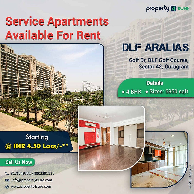 Service Apartment for Rent in Gurgaon DLF Aralias Fhasan Medium
