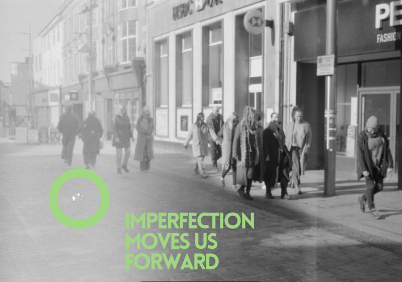‘Imperfection moves us forward’. A visual from Raechel Kelly’s Kith and Kin Living Lab Gift. Link to lab portrait by Raechel.