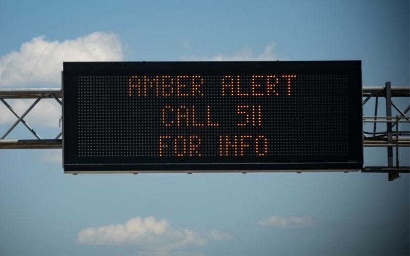 AMBER Alert sign. Safewise