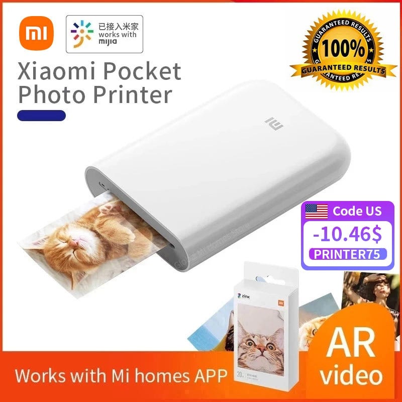 Review Global Version Xiaomi mijia AR Printer 300dpi Portable Photo Mini  Pocket With DIY Share 500mAh picture pocket printer — USD 100.19 - Tabee -  Medium
