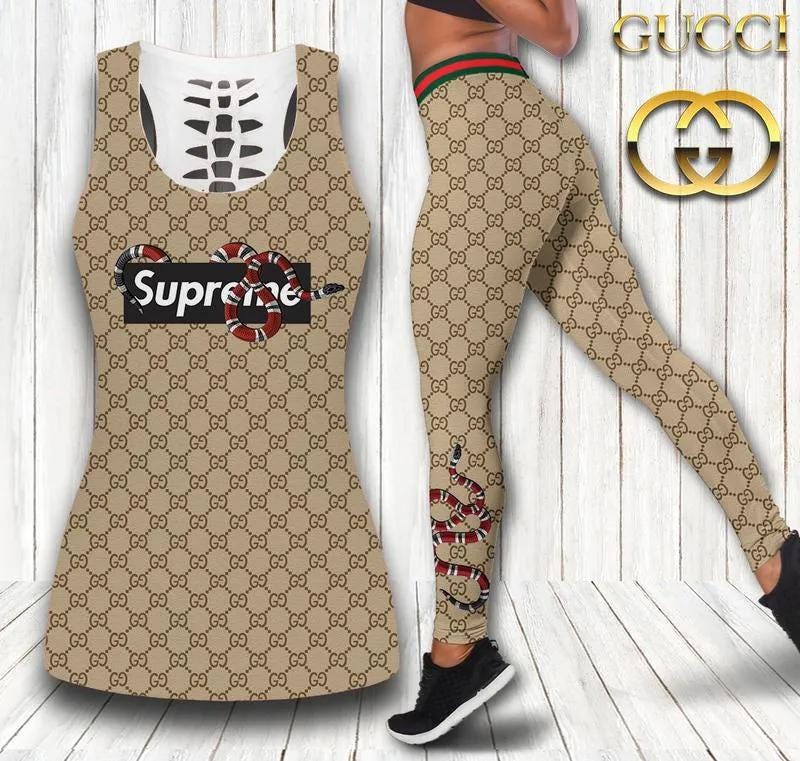 Louis vuitton brown tank top leggings luxury brand lv clothing clothes  outfit gym for women in 2023