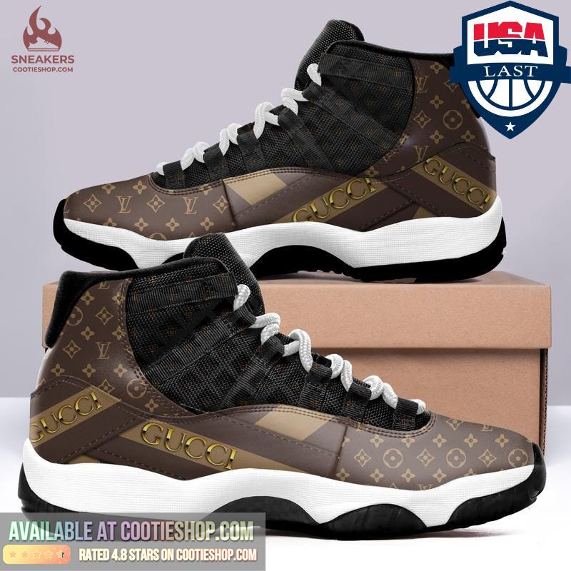 Louis Vuitton Luxury Gold Air Jordan 11 Shoes - Freedomdesign